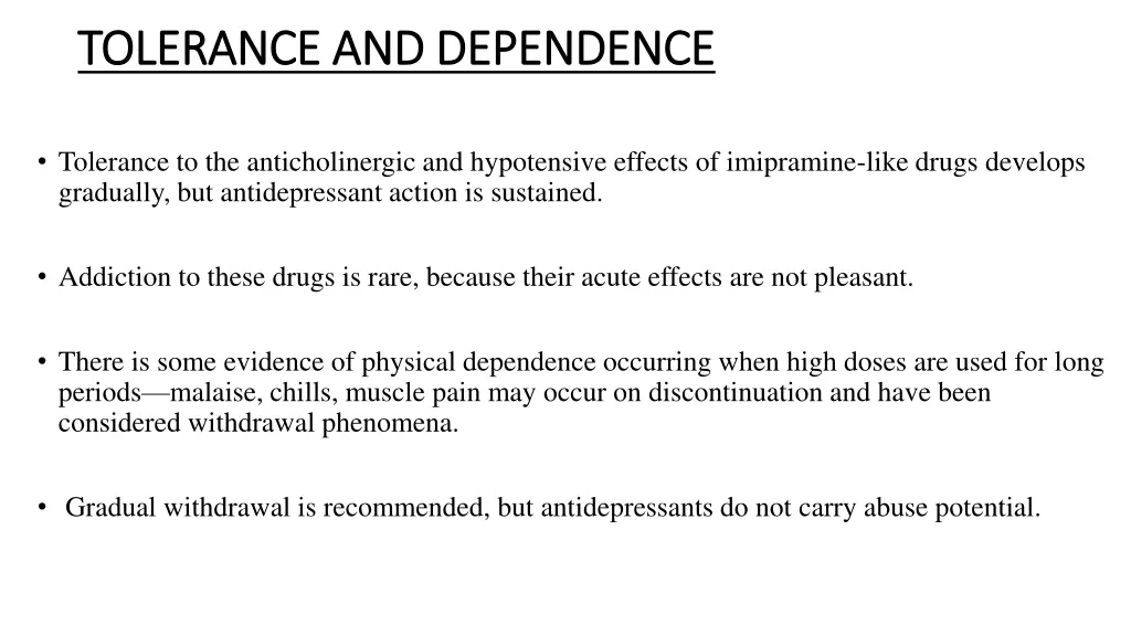 tolerance and dependence tolerance and dependence