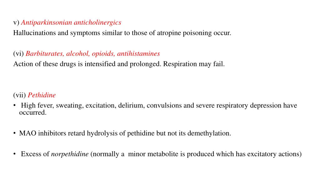v antiparkinsonian anticholinergics
