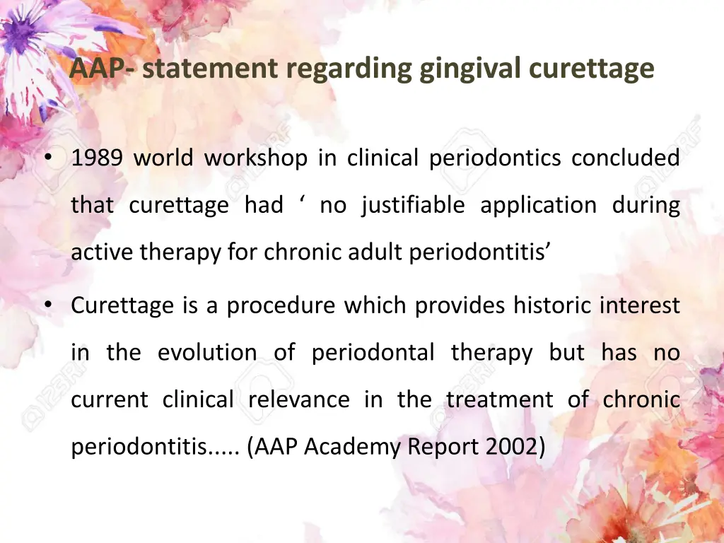 aap statement regarding gingival curettage