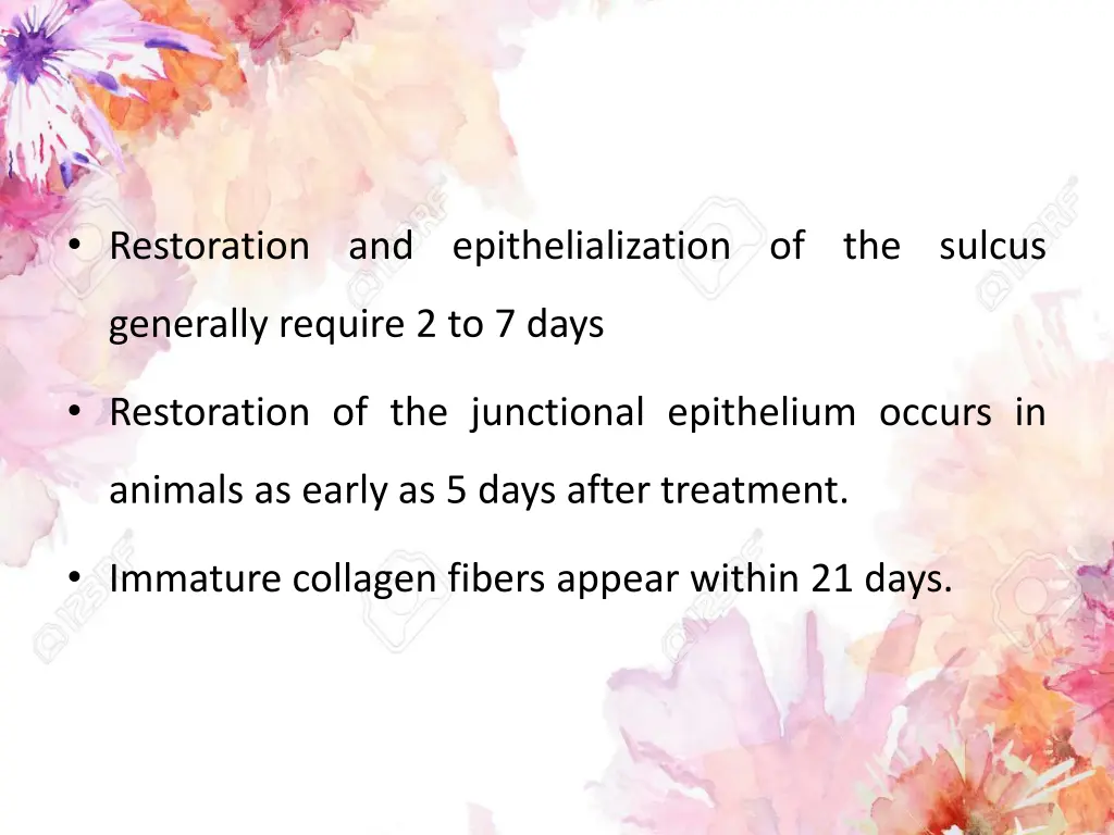 restoration and epithelialization of the sulcus