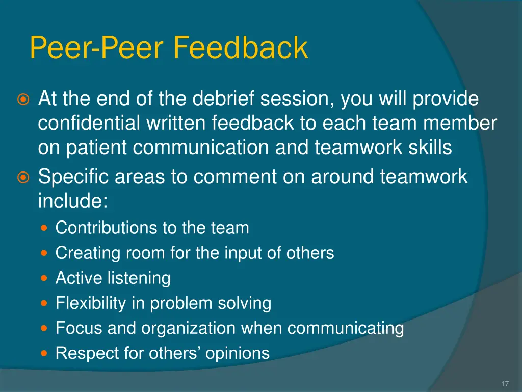 peer peer feedback