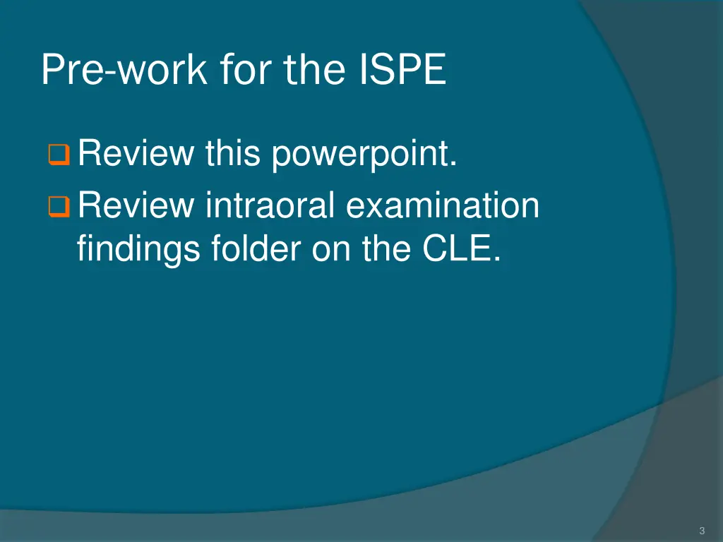 pre work for the ispe