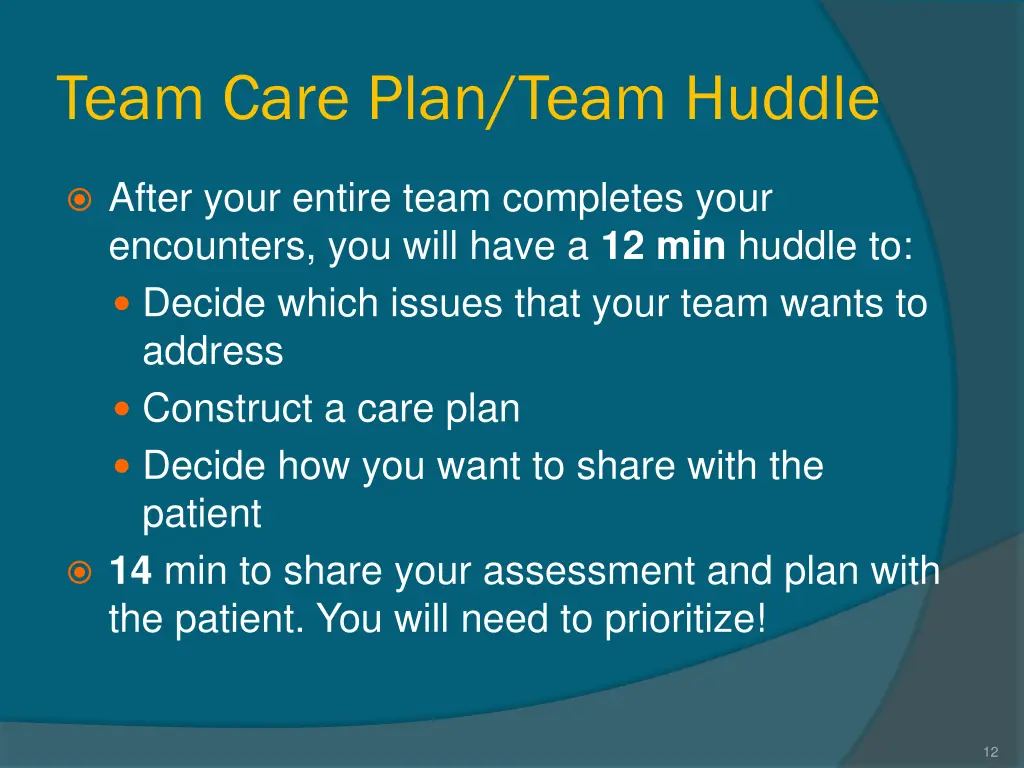 team care plan team huddle