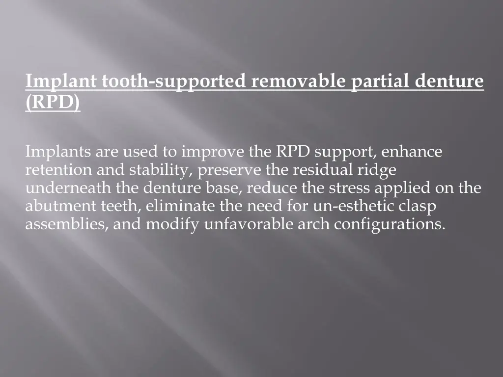 implant tooth supported removable partial denture