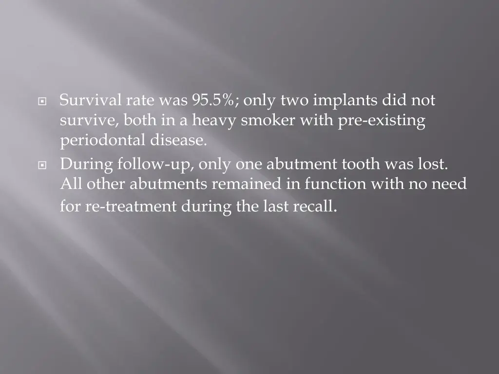 survival rate was 95 5 only two implants