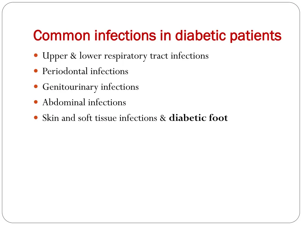 common infections in diabetic patients common