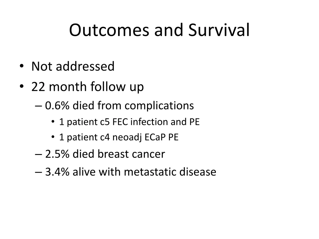 outcomes and survival