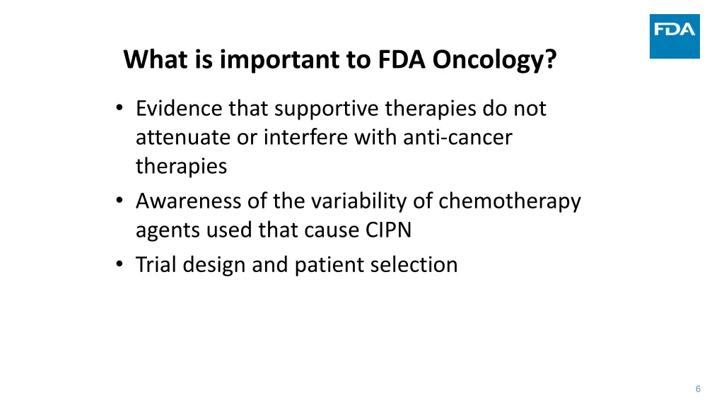 what is important to fda oncology
