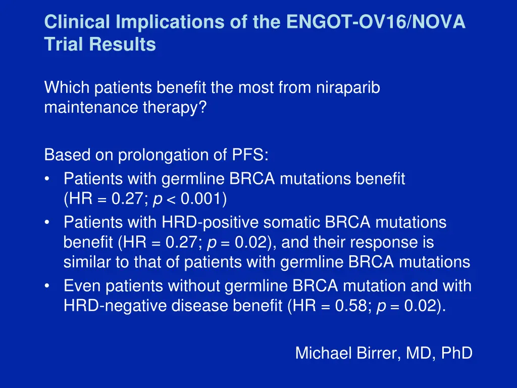 clinical implications of the engot ov16 nova