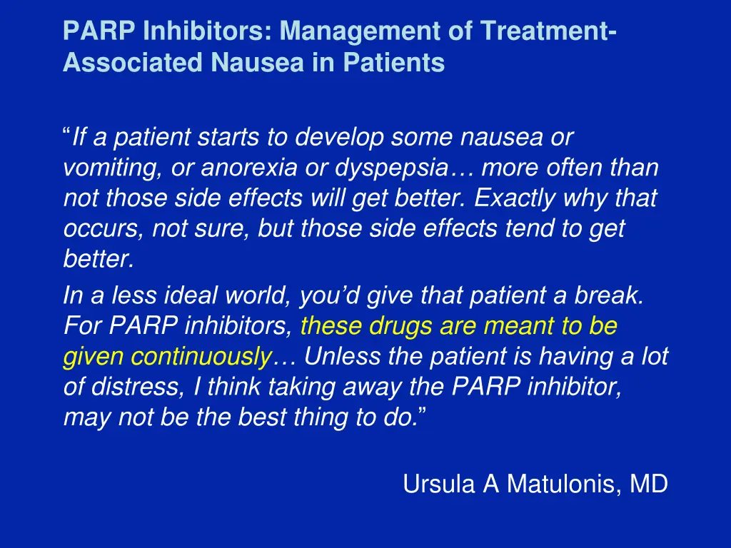 parp inhibitors management of treatment