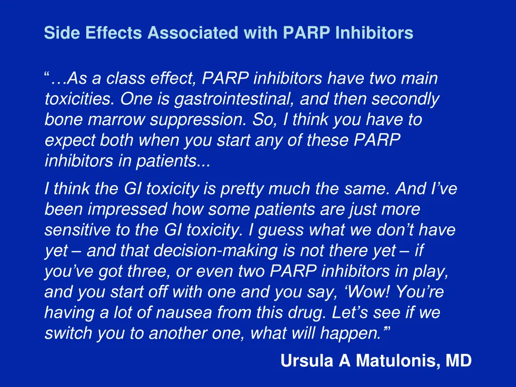 side effects associated with parp inhibitors