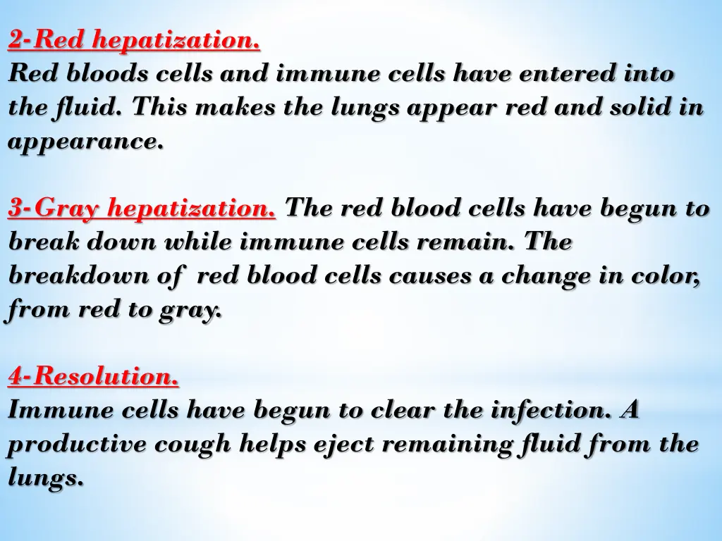 2 red hepatization red bloods cells and immune