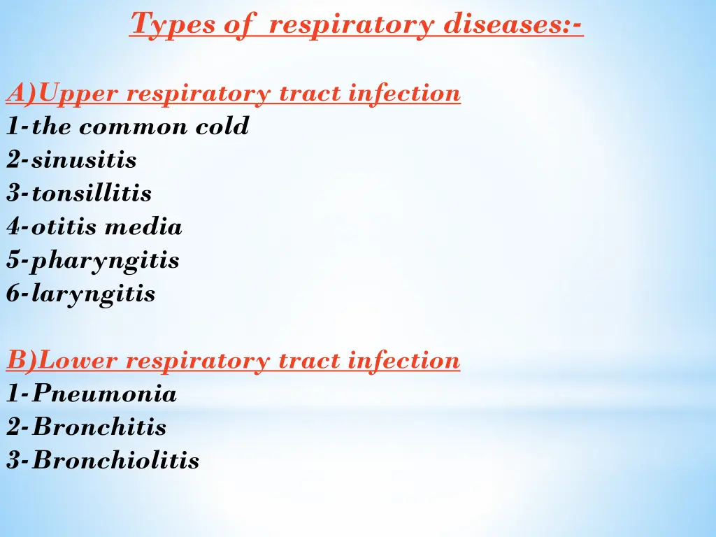 types of respiratory diseases