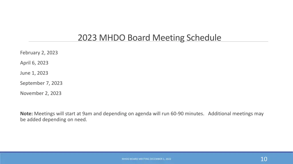 2023 mhdo board meeting schedule