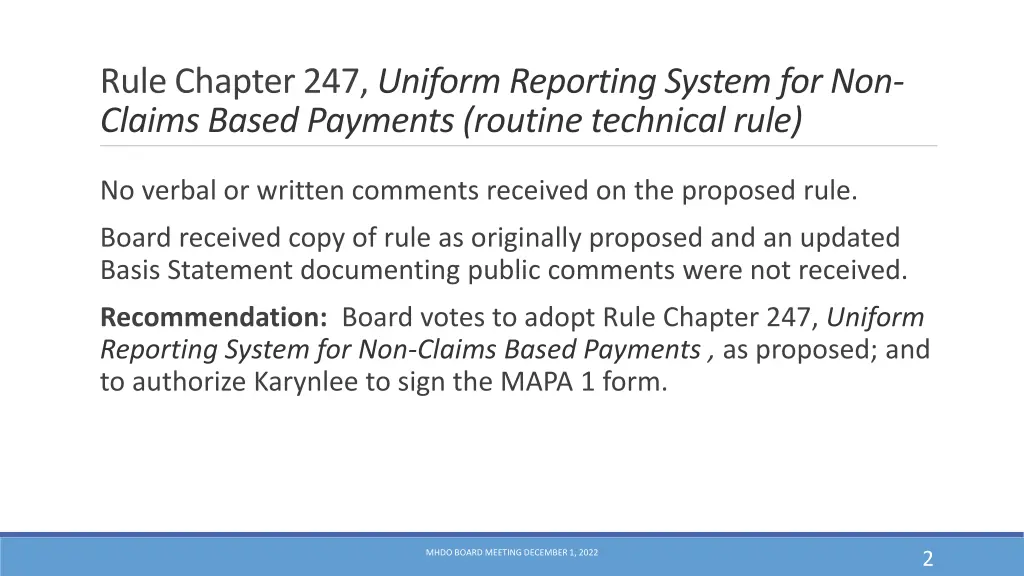 rule chapter 247 uniform reporting system