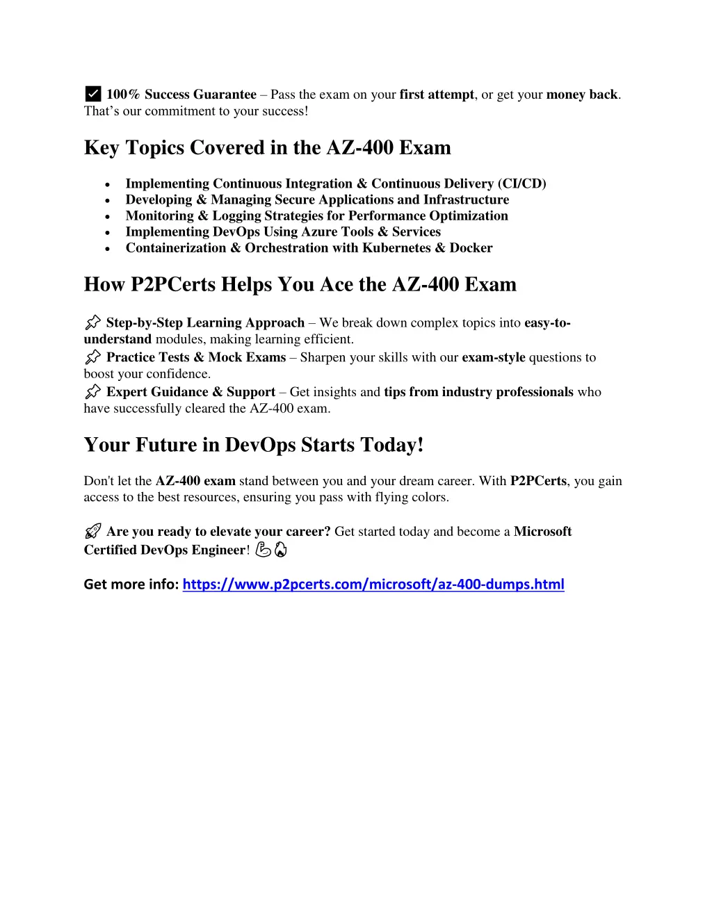 100 success guarantee pass the exam on your first