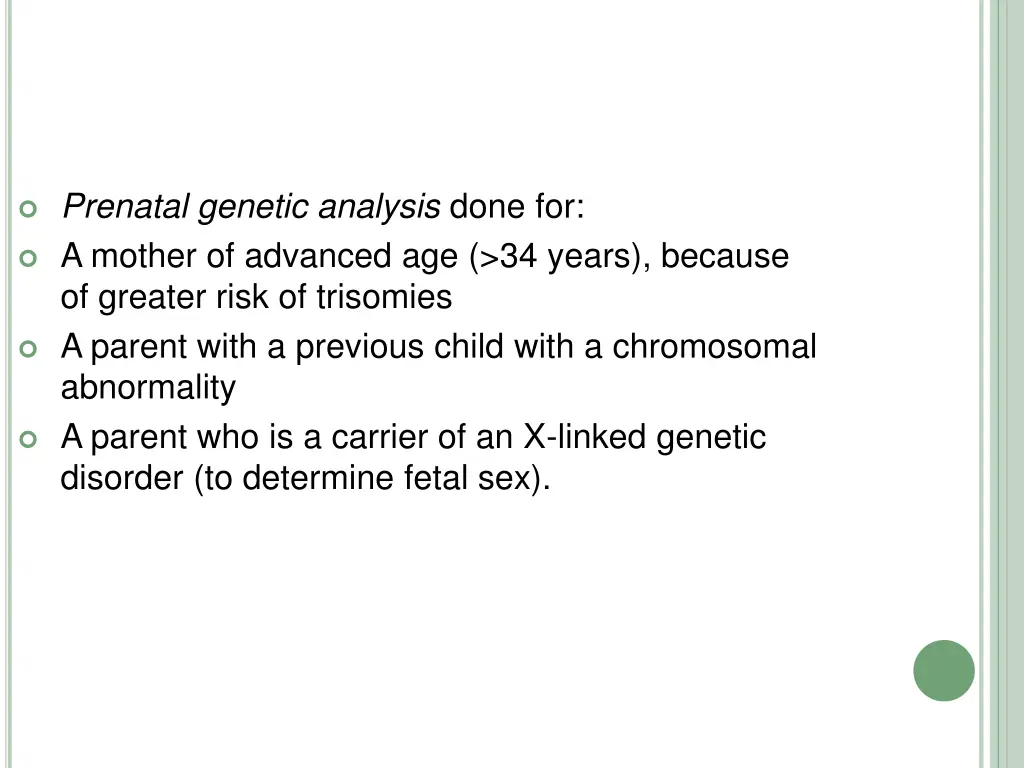 prenatal genetic analysis done for a mother