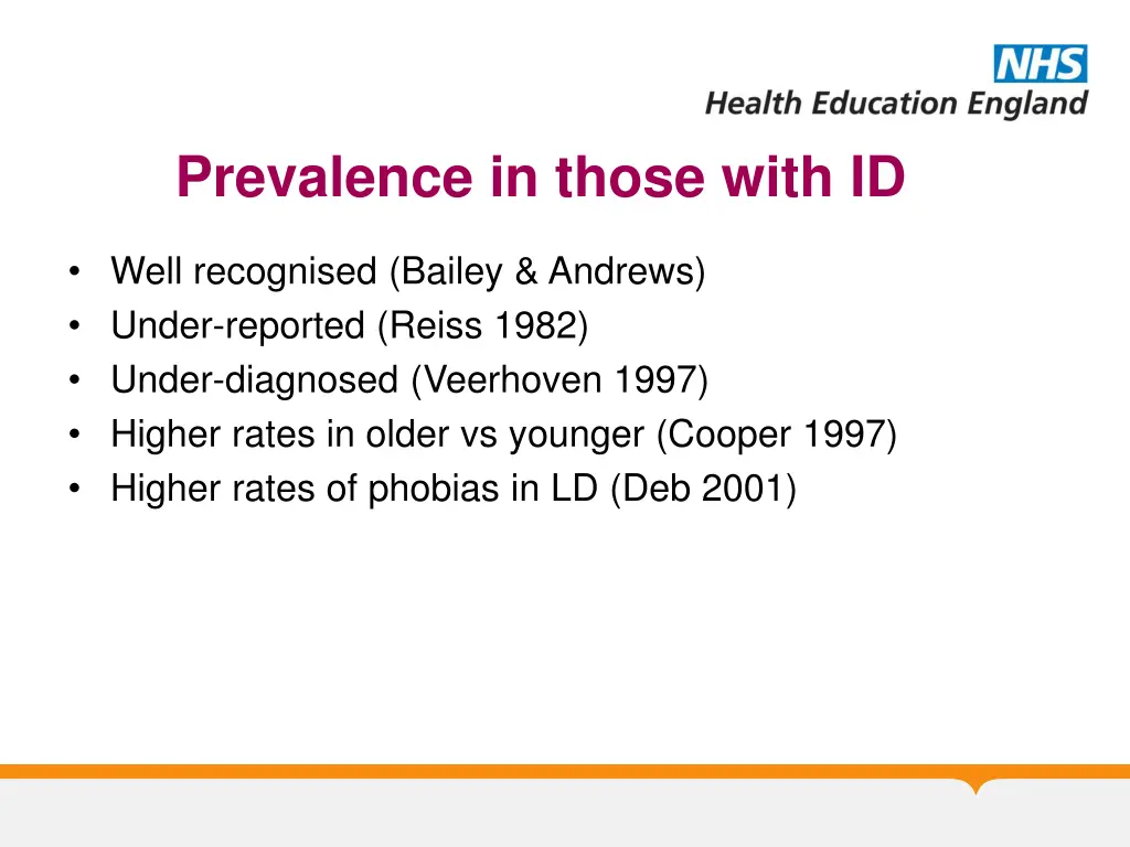 prevalence in those with id