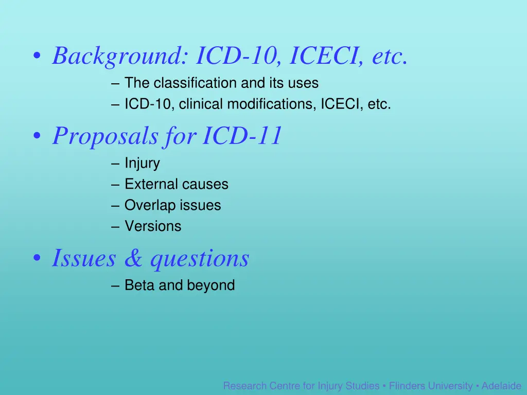 background icd 10 iceci etc the classification