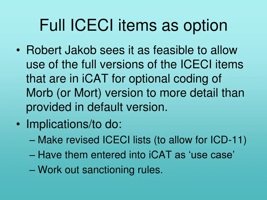 full iceci items as option