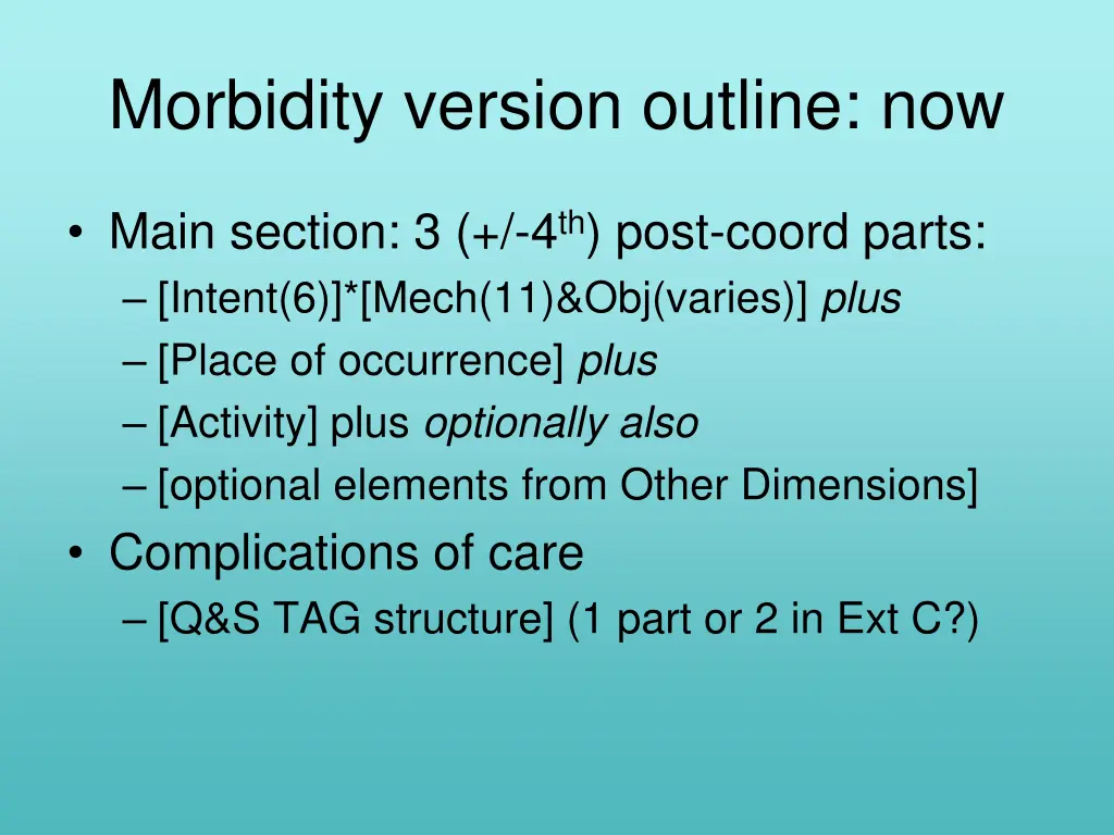 morbidity version outline now