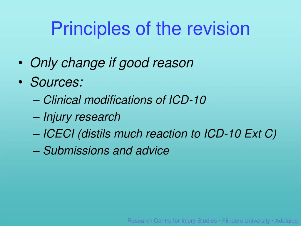 principles of the revision
