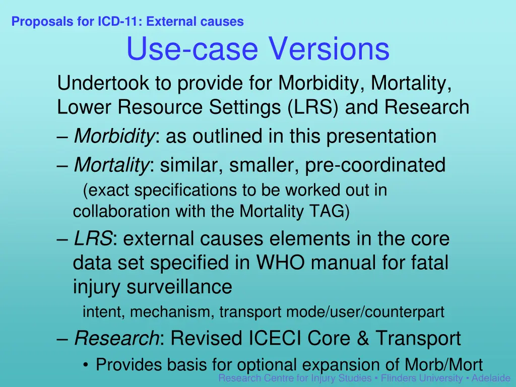proposals for icd 11 external causes 12