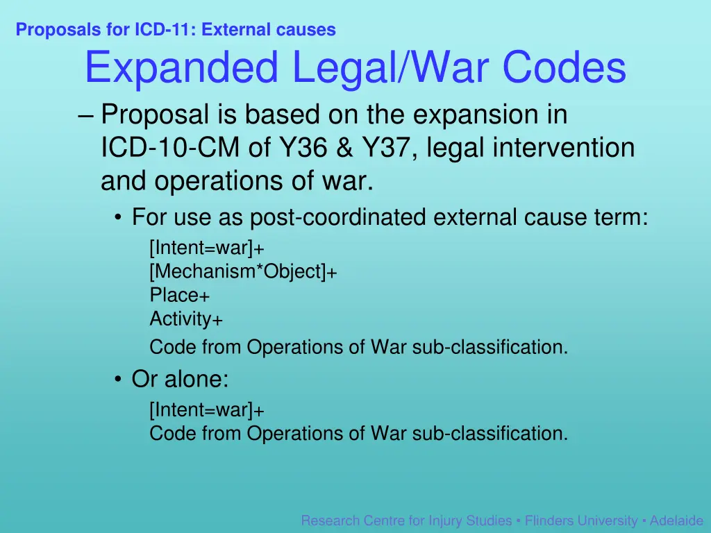 proposals for icd 11 external causes 8