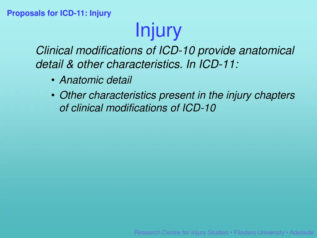 proposals for icd 11 injury 2