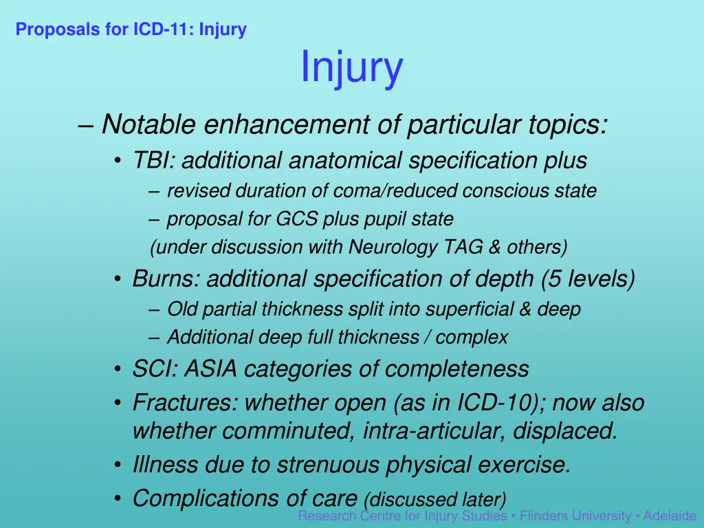 proposals for icd 11 injury 5