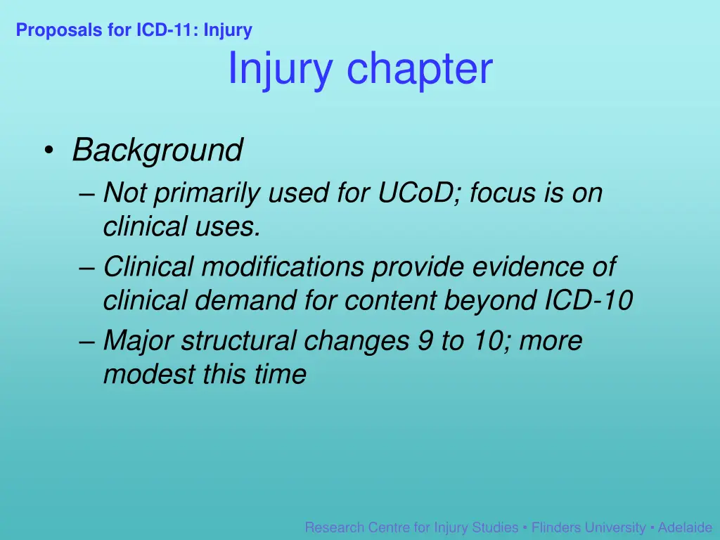 proposals for icd 11 injury