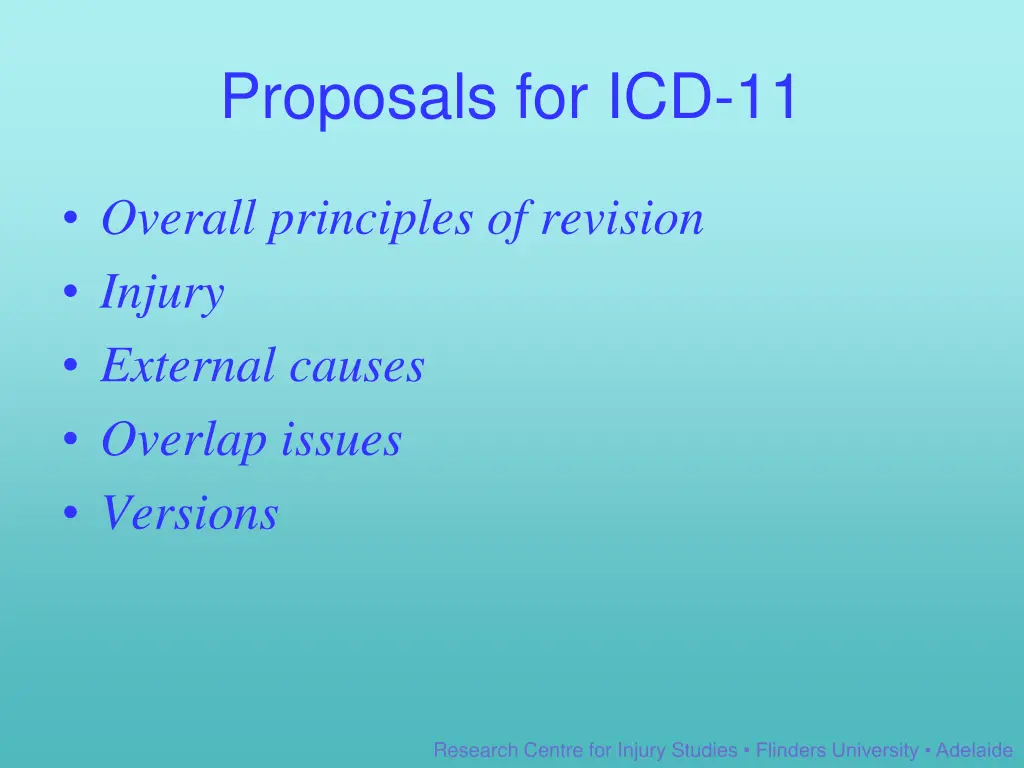proposals for icd 11