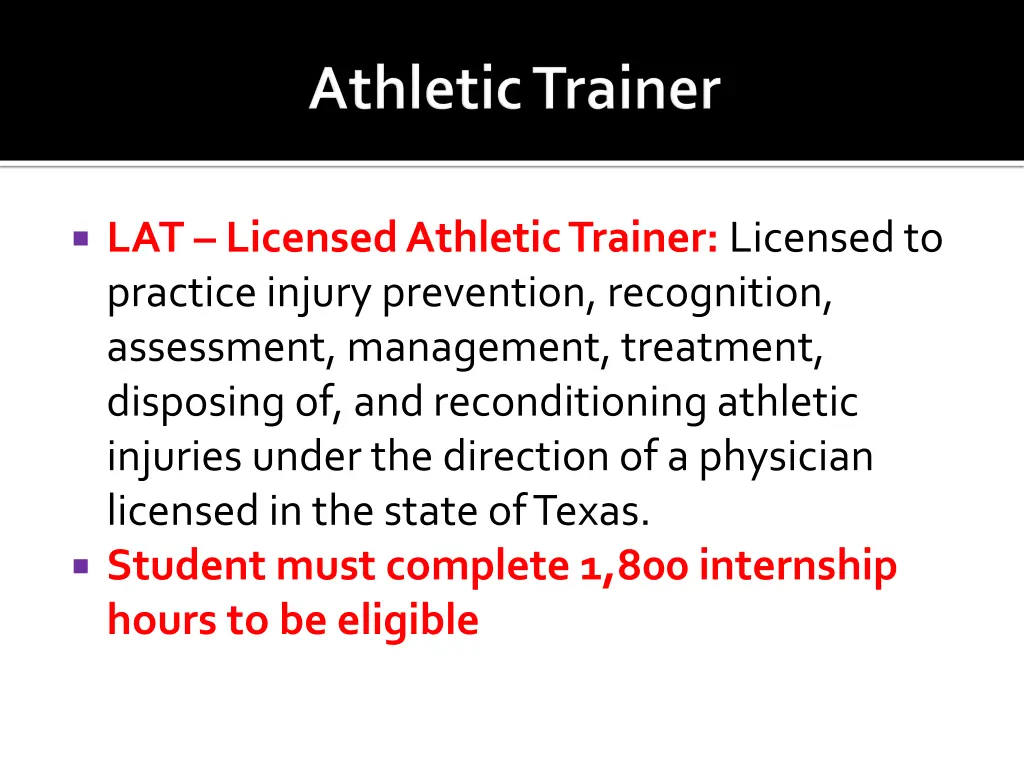 lat licensed athletic trainer licensed