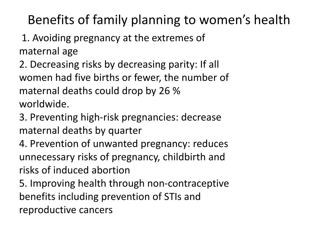 benefits of family planning to women s health