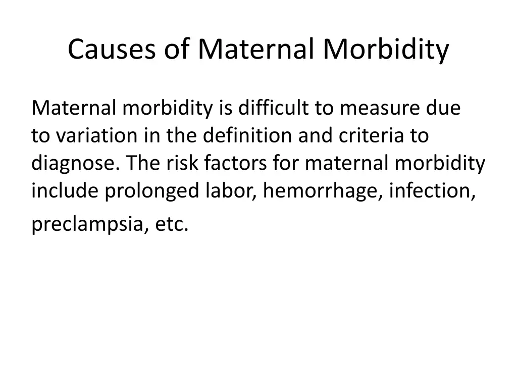 causes of maternal morbidity