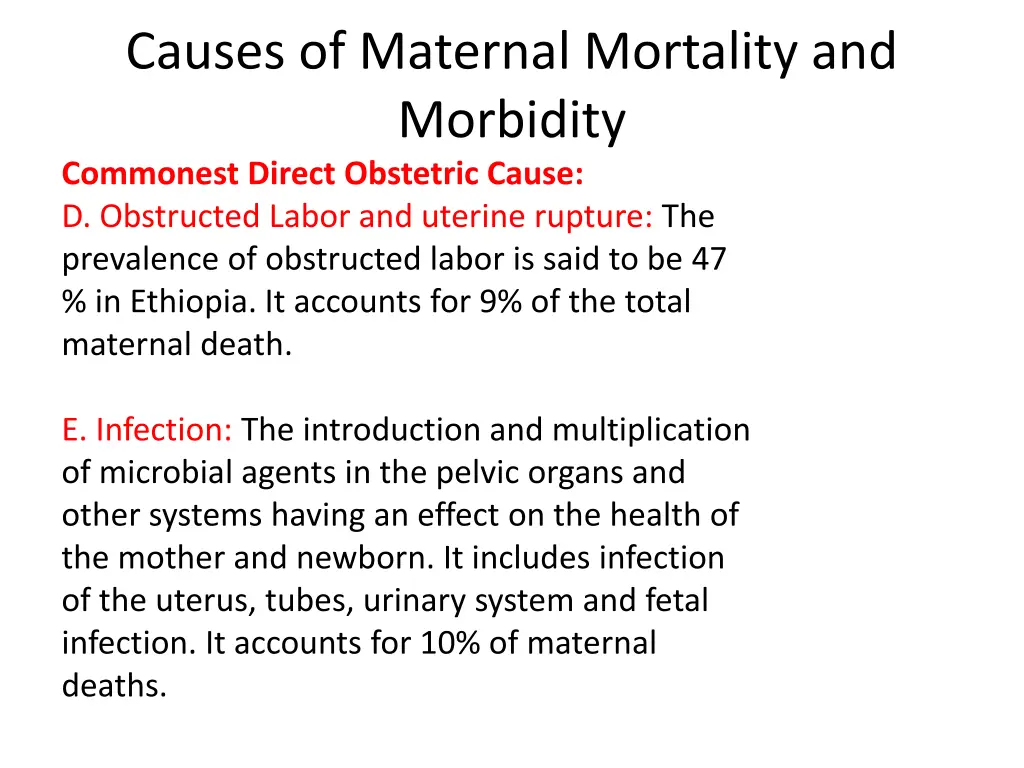 causes of maternal mortality and morbidity 2