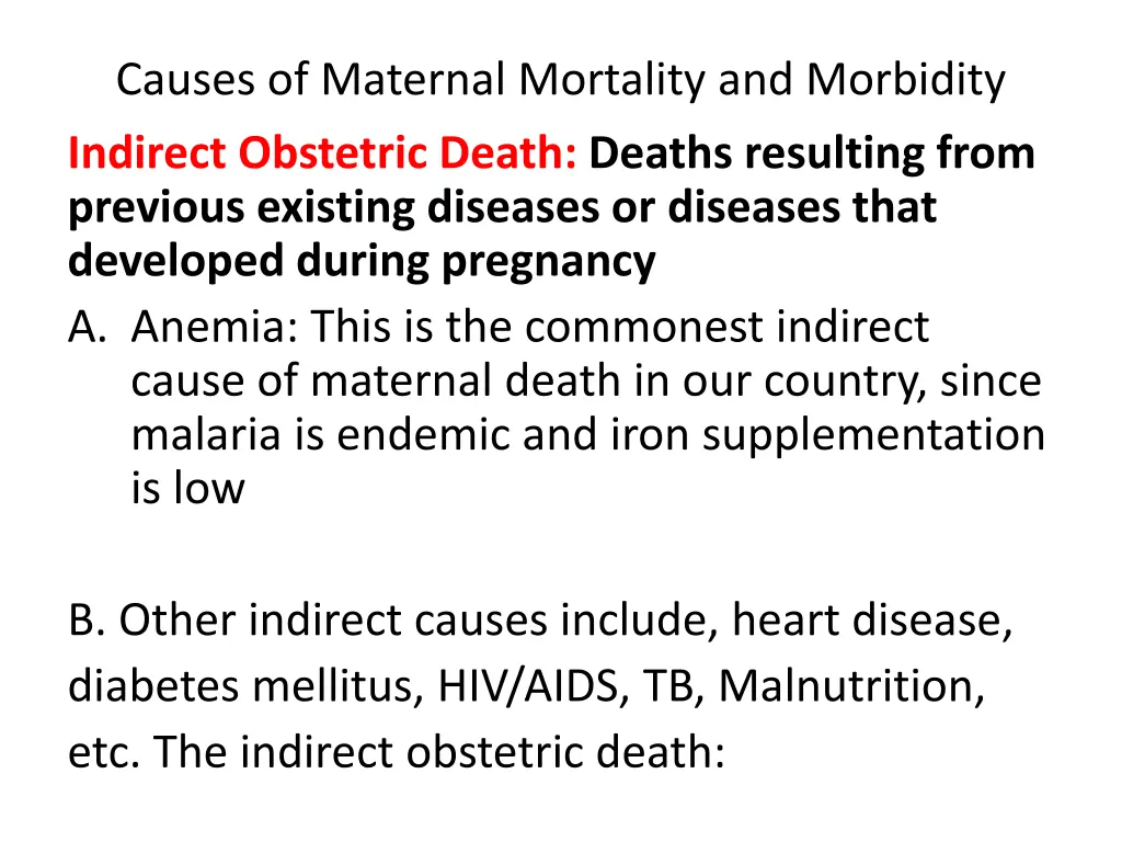 causes of maternal mortality and morbidity 3
