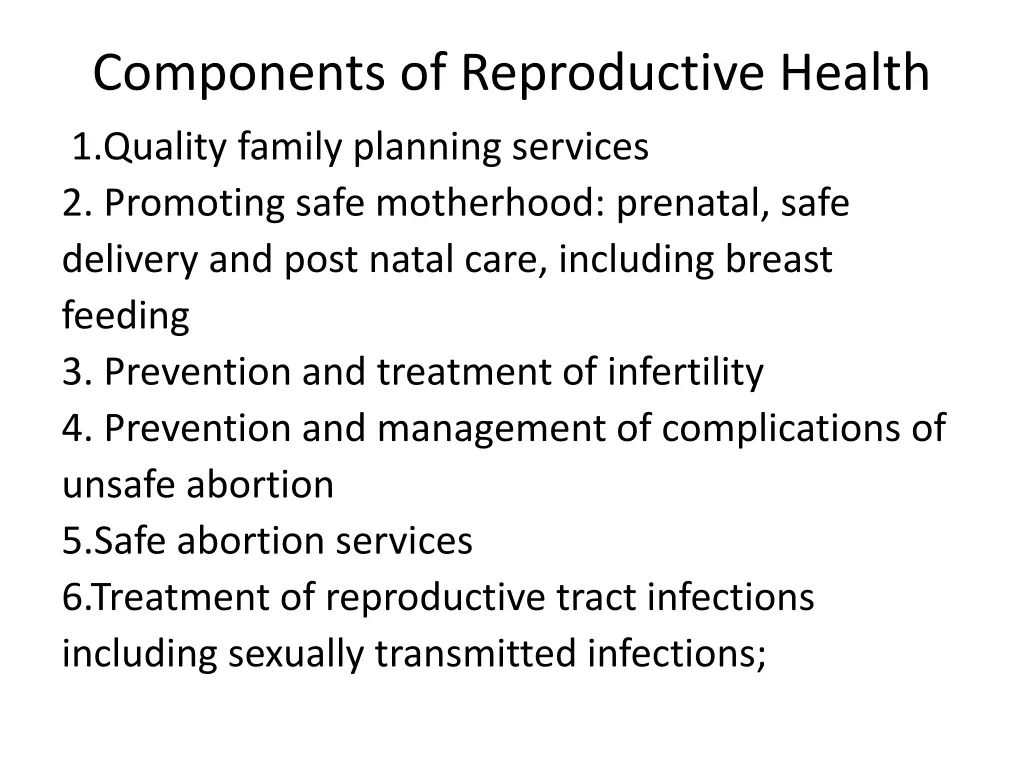 components of reproductive health