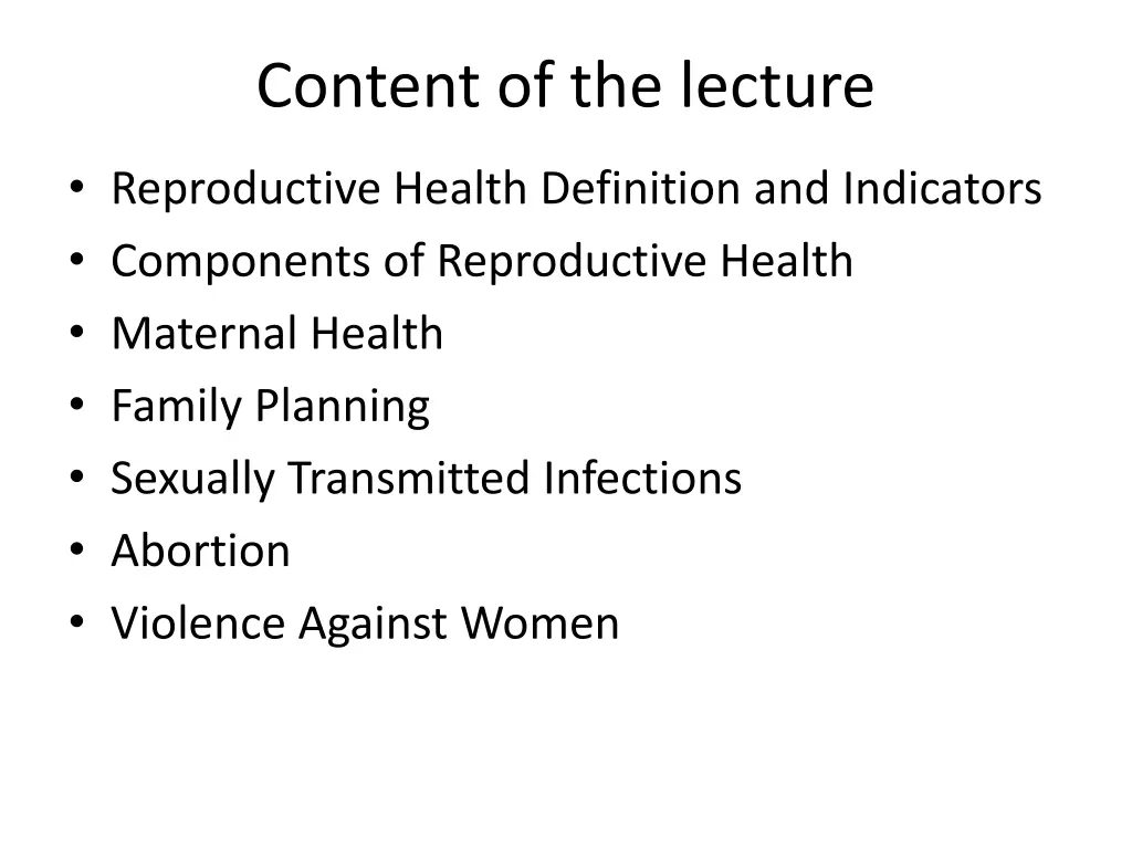 content of the lecture