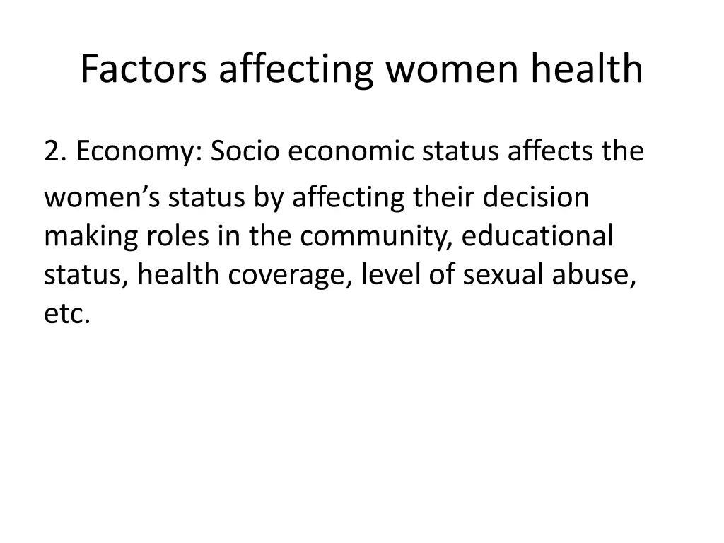 factors affecting women health 1