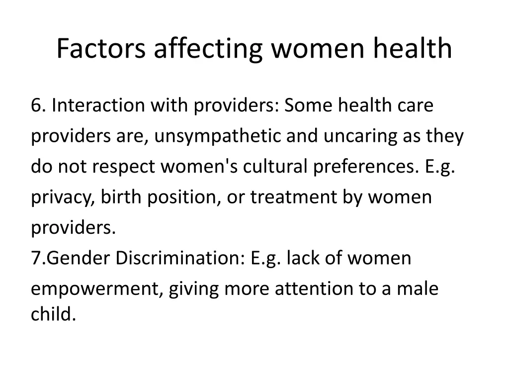 factors affecting women health 4