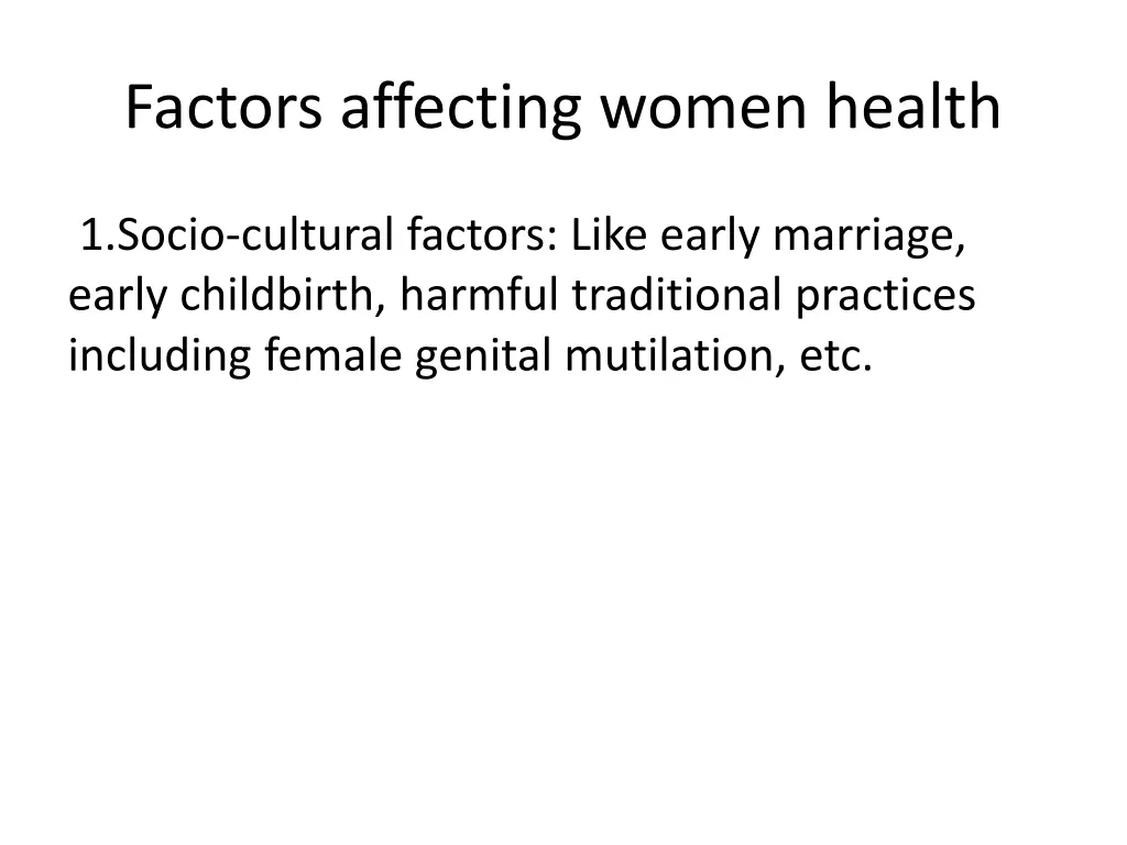 factors affecting women health