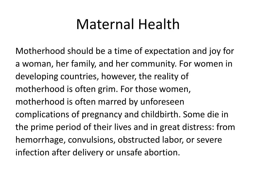 maternal health