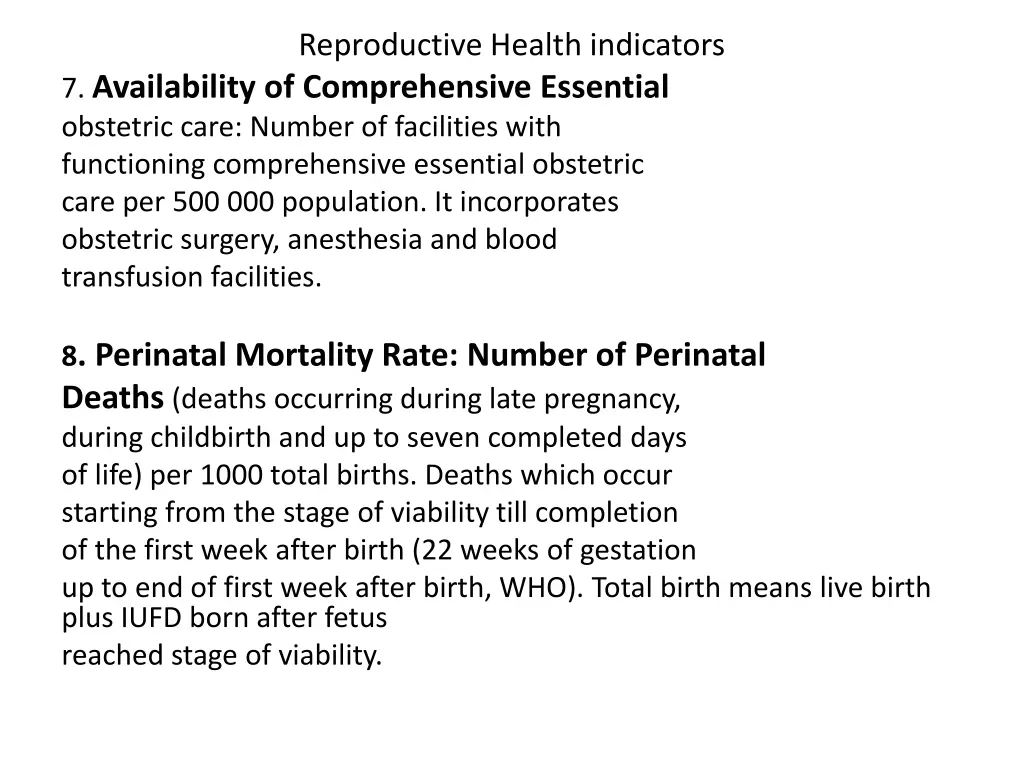 reproductive health indicators 2