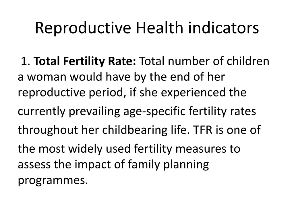 reproductive health indicators