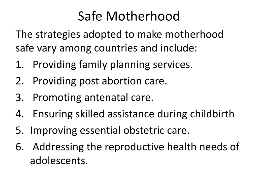 safe motherhood