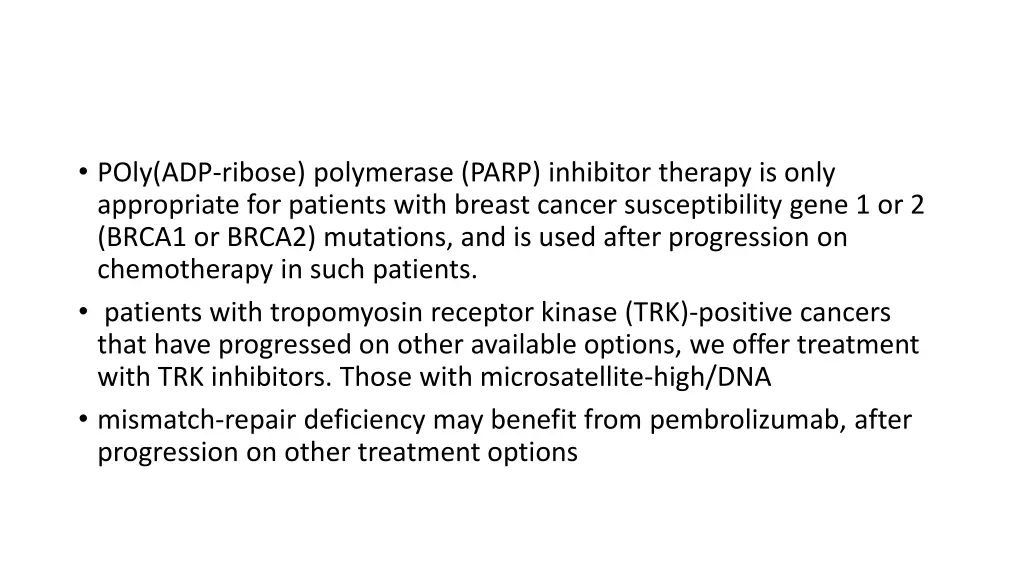 poly adp ribose polymerase parp inhibitor therapy