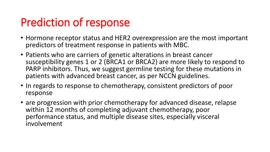 prediction of response prediction of response