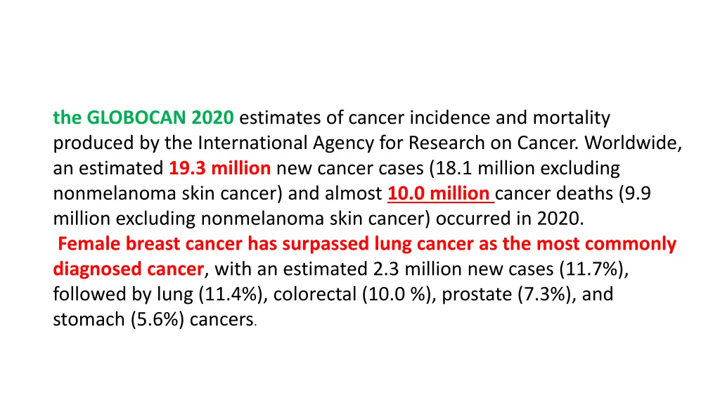 the globocan 2020 estimates of cancer incidence
