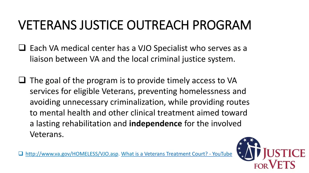 veterans justice outreach program veterans